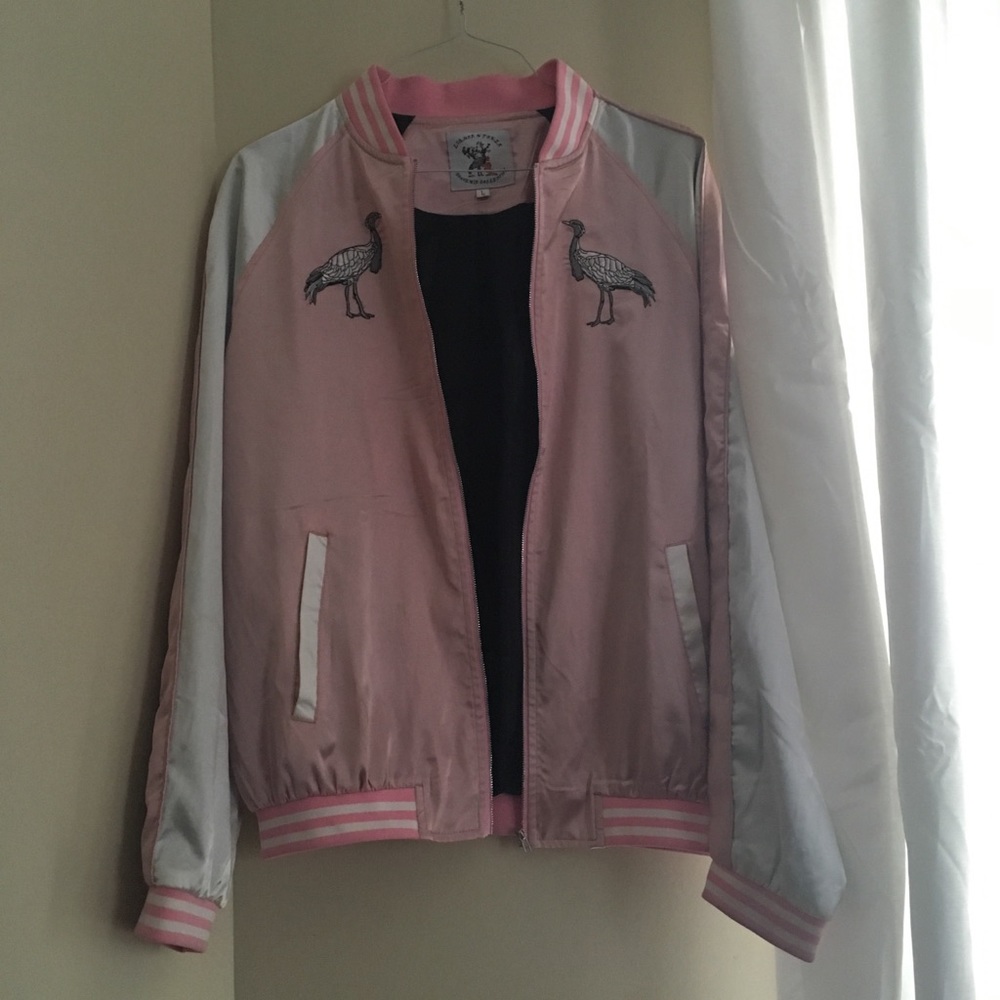 Satin Embroidered Bomber Jacket